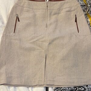 Harve Benard Elegant Sand Women's Skirt Size 6P Brown trim